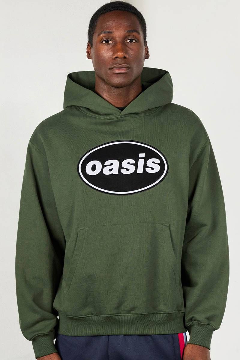 OASIS&times;PLEASURES KNEBWORTH HOODIE - Olive｜GEKIROCK CLOTHING