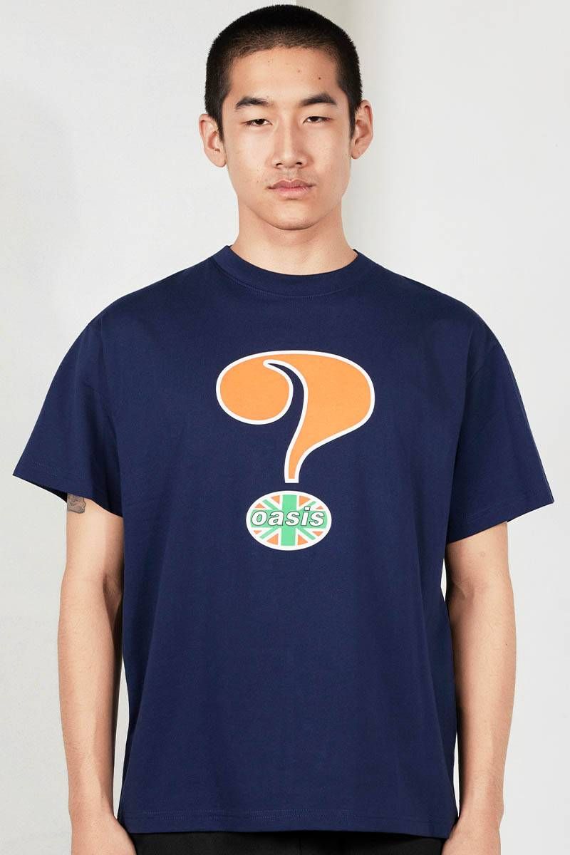 OASIS×PLEASURES QUESTION MARK T-SHIRT - Navy