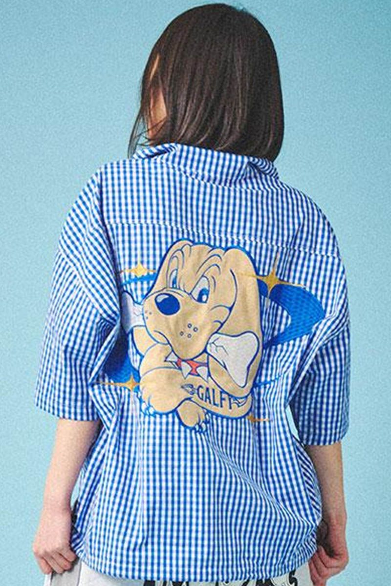 GALFY (ガルフィー) 宇宙犬半袖チェック アノラック - Sax｜GEKIROCK CLOTHING