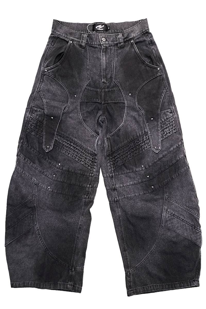 P.N UNDERGROUND (サイコ・ネーション・アンダーグラウンド) 切替バレル・パンツ - Blackデニム|GEKIROCK CLOTHING