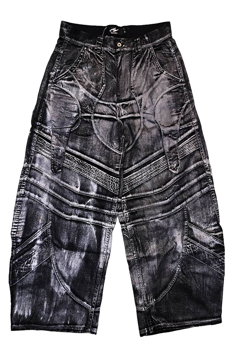 P.N UNDERGROUND (サイコ・ネーション・アンダーグラウンド) 切替バレル・パンツ - Blackカツラギ｜GEKIROCK CLOTHING