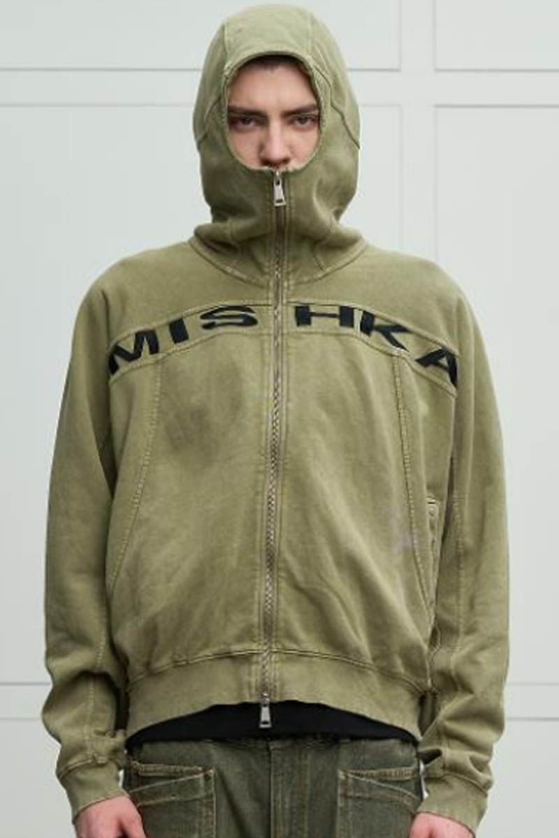 MISHKA (ミシカ) Full-zip Hoodie B - Khaki|GEKIROCK CLOTHING