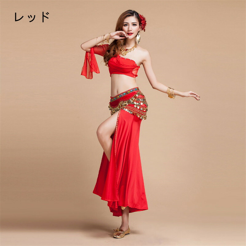 市場 ベリーダンス フラメンコ衣装 レッスンウェア 演出着 衣装セット 社交ダンス 練習着 女性 ステージ衣装 競技着 豪華 ダンスウェア