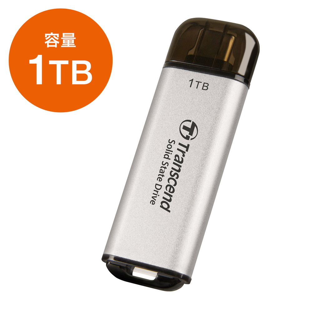 【最大1,000円オフクーポン発行中】外付けSSD 1TB ESD310 Type-C接続 スティック ポータブル USB10Gbps USB3.2 Gen2 iPhone15 シルバー トランセンド 長期保証 TS1TESD300S【ネコポス対応】【受注発注品】 47,880円