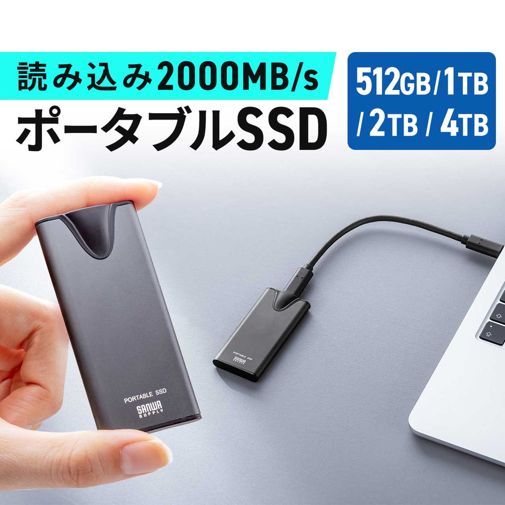外付けSSD 読出最大2000MB/s 超小型 大容量 USB Type-C USB20Gbps USB3.2 Gen2×2 PS5 Mac iPad iPhone ケーブル型 シルバー ポータブル EZ6-USSH【ネコポス対応】 16,872円