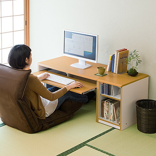 楽天市場 ローデスク パソコンデスク 幅90cm 収納サイドデスク付き キーボードスライダー 木目調 100 Desk038 サンワサプライ 激安アウトレット店