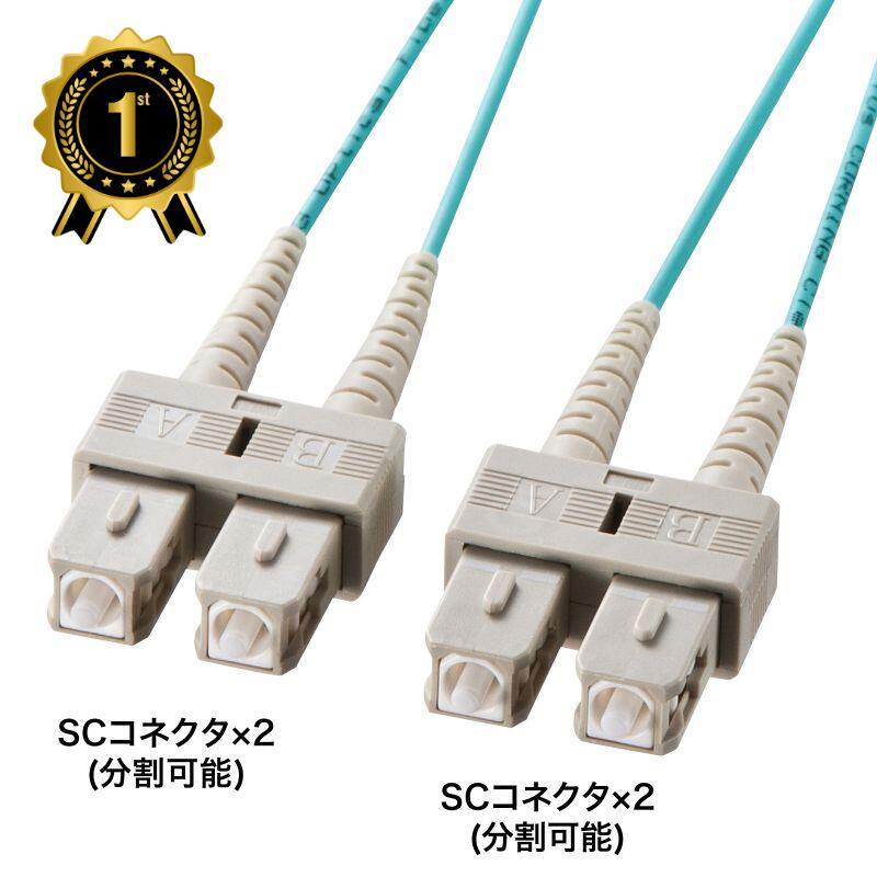 【最大1,000円オフクーポン発行中】【1位受賞】メガネ型光ファイバケーブル マルチ50μmOM3、SC&times;2-SC&times;2、1m HKB-OM3SCSC-01N サンワサプライ｜激安アウトレット店