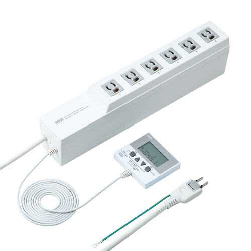 【最大1,000円オフクーポン発行中】電源タップ タイマー付き 3P 6個口 3m トラッキング防止 TAP-RT1 サンワサプライ|激安アウトレット店
