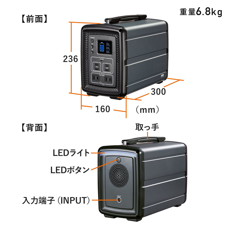 ギフト ポータブル電源(500Wh・正弦波AC300W出力 BTL-RDC23 - 通販