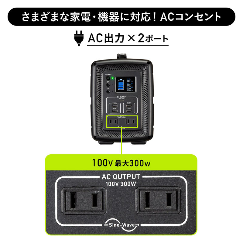 ギフト ポータブル電源(500Wh・正弦波AC300W出力 BTL-RDC23 - 通販
