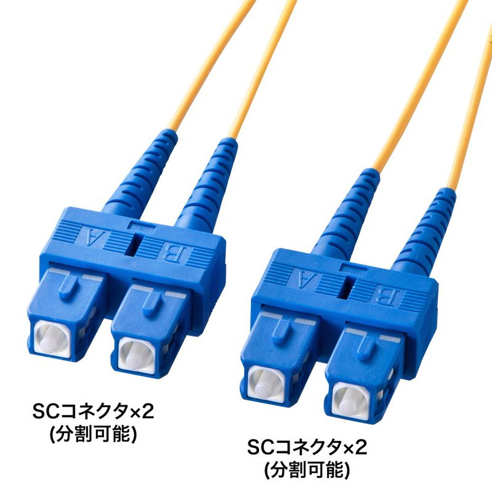 【最大1,000円オフクーポン発行中】メガネ型光ファイバケーブル シングル8.6μm、SC&times;2-SC&times;2、30m HKB-SCSC1-30N サンワサプライ｜激安アウトレット店