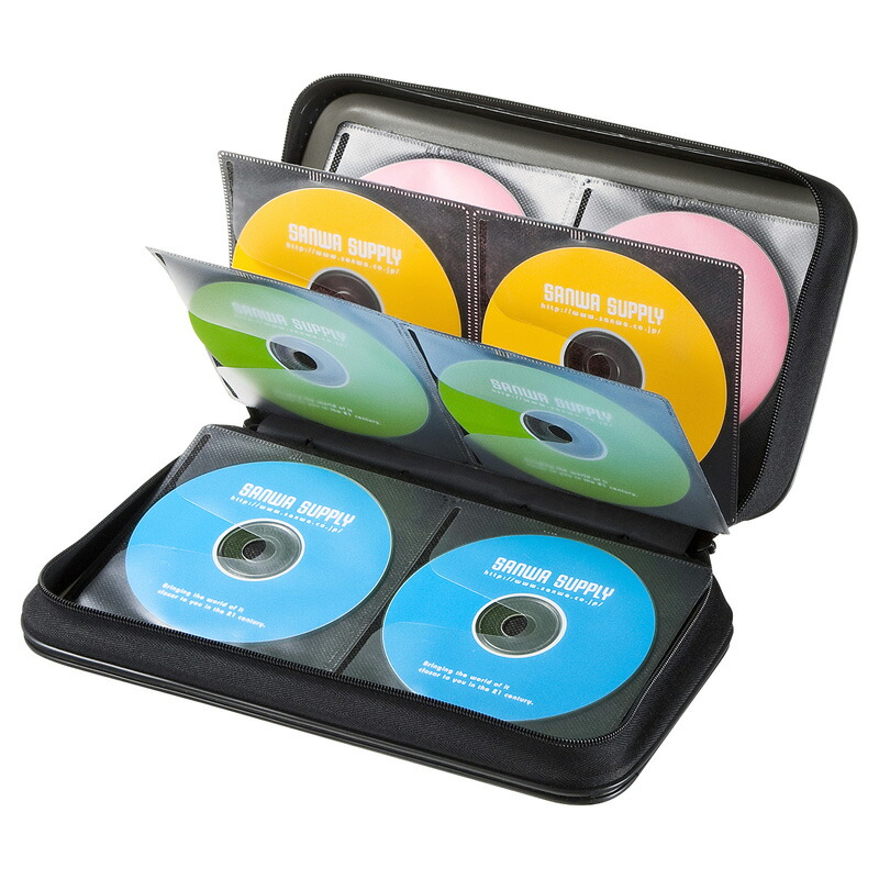 【クーポン配布中】DVD　CDセミハードケース　96枚収納　FCD-WL96BK　ブラック　サンワサプライ