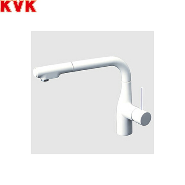 KM6101ECC4HS KVK 流し台用 シングルシャワー付混合栓 撥水膜コーティング 一般地仕様 グロスホワイト 送料無料[]｜激安通販！住設ショッピング