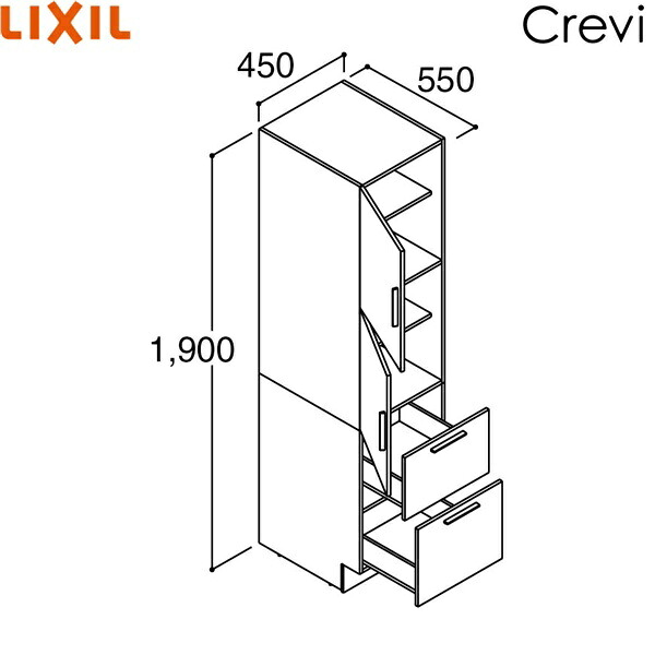 RAS-456-A/ミドルグレード リクシル LIXIL/INAX クレヴィ トールキャビネット 奥行560タイプ 間口450 標準タイプ 送料無料|激安通販!住設ショッピング