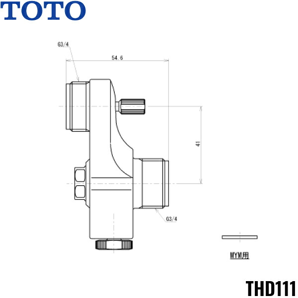 THD111 TOTO 止水栓付開びゃく脚 2手持ち部分取替サーモ用 貨物輸送無料[]