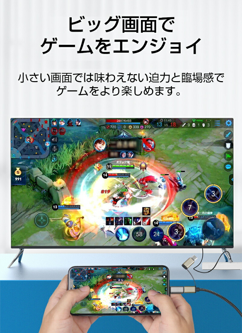 市場 ミラーリングケーブル Hdmi変更ケーブル 1080p高解像度 簡単接続 3in1タイプ 動画 遅延ゼロ