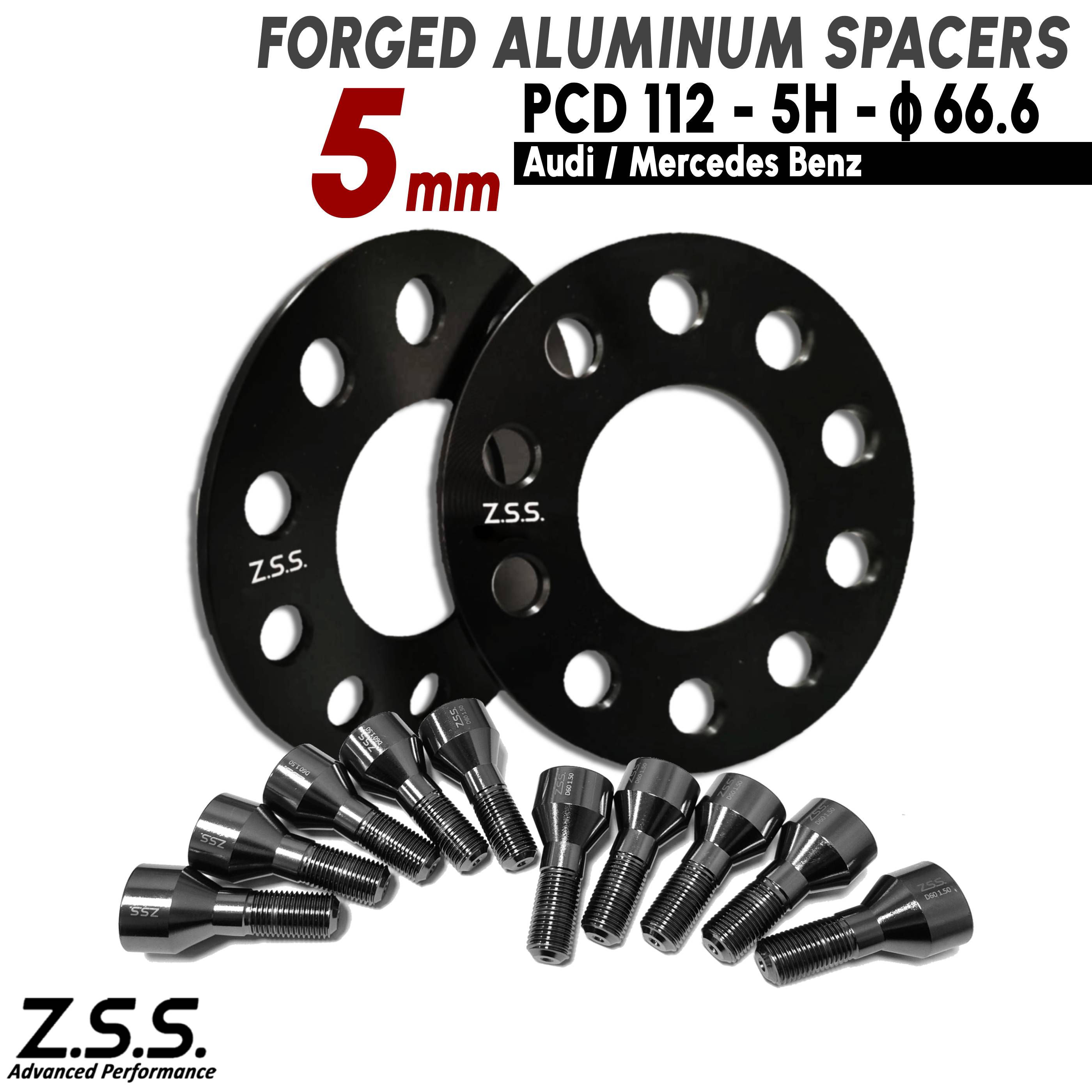 Z.S.S. AP 【チタン風ボルト付き】 5mm PCD112 5穴 5x112 ハブ径 66.6φ ワイドトレッドスペーサー スペーサー アウディ ベンツ Audi Benz 社外ホイール用 ZSS|激安魔王 店