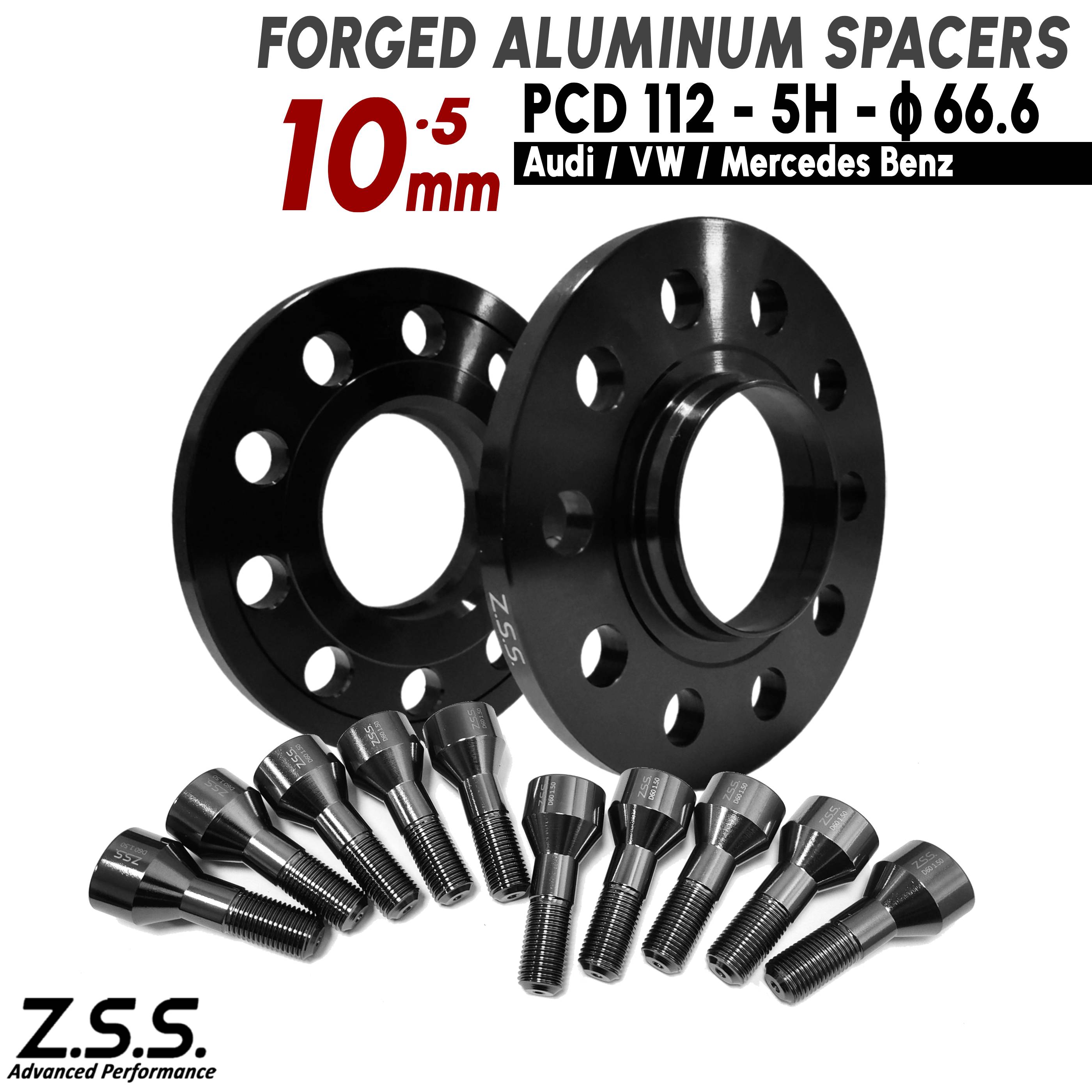 Z.S.S. AP 【チタン風ボルト付き】 アウディ AUDI 社外ホイール用 A4 B7 A5 3CA-F5DTPF 3AA-F5DDWF 3DA-F5DETF スペーサー 10mm PCD112