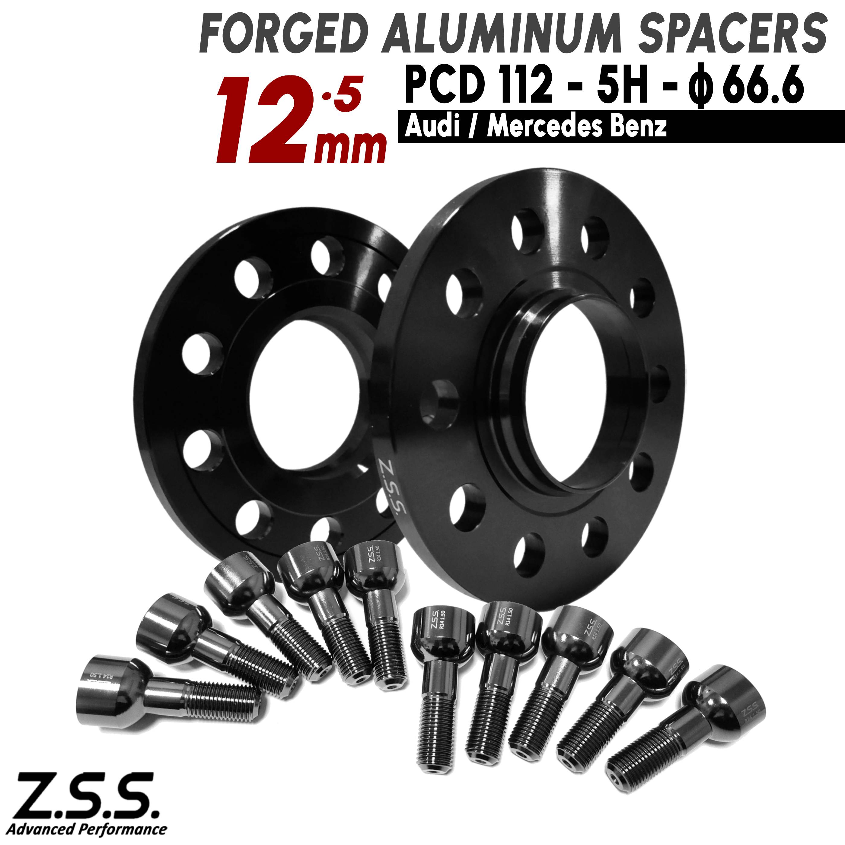 Z.S.S. AP 【チタン風ボルト付き】 12mm PCD112 5穴 5x112 ハブ径 66.6φ ワイドトレッドスペーサー スペーサー アウディ ベンツ Audi Benz 純正ホイール用|激安魔王 店