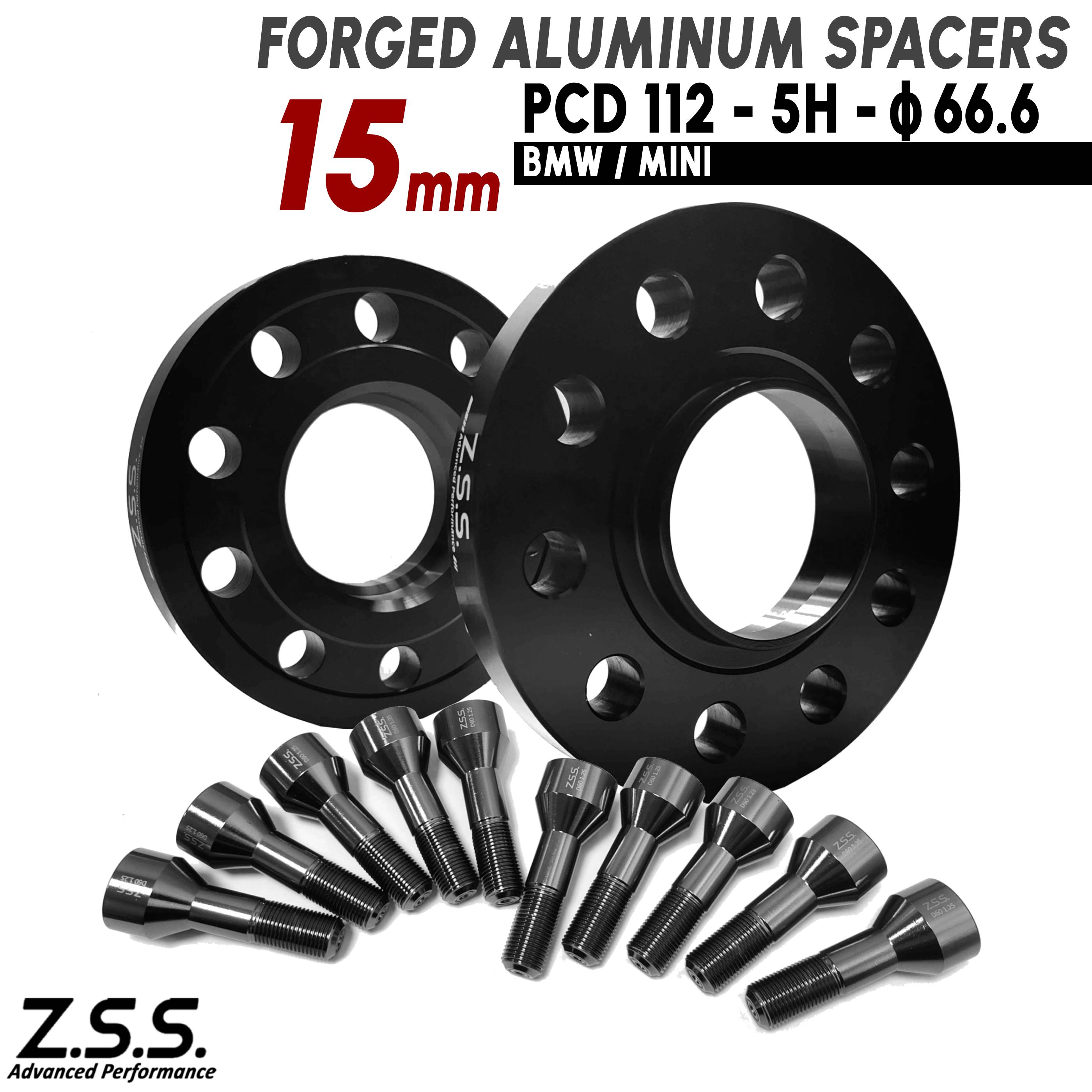 Z.S.S. AP 【チタン風ボルト付き】 BMW 3シリーズ G20 G21 M3 Mスポーツ 318i 320i 320d スペーサー 15mm PCD112 66.6φ M14xP1.25 ZSS