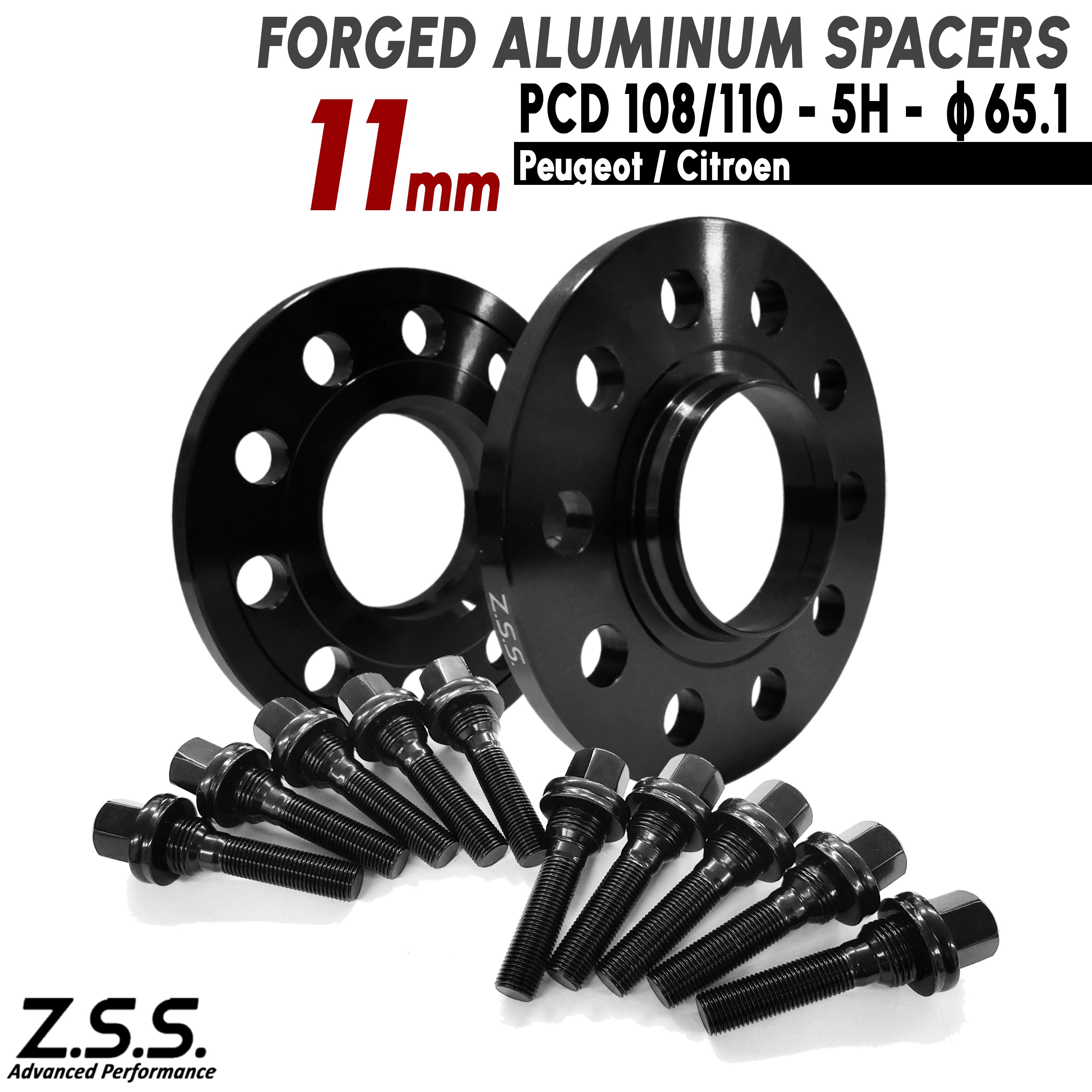 Z.S.S. AP 【純正ホイール用 ボルト付き】 シトロエン Citroen C6 (05~12) ABA-X6XFV GH-X6XES スペーサー 11mm PCD108 5穴 65.1φ 10mm