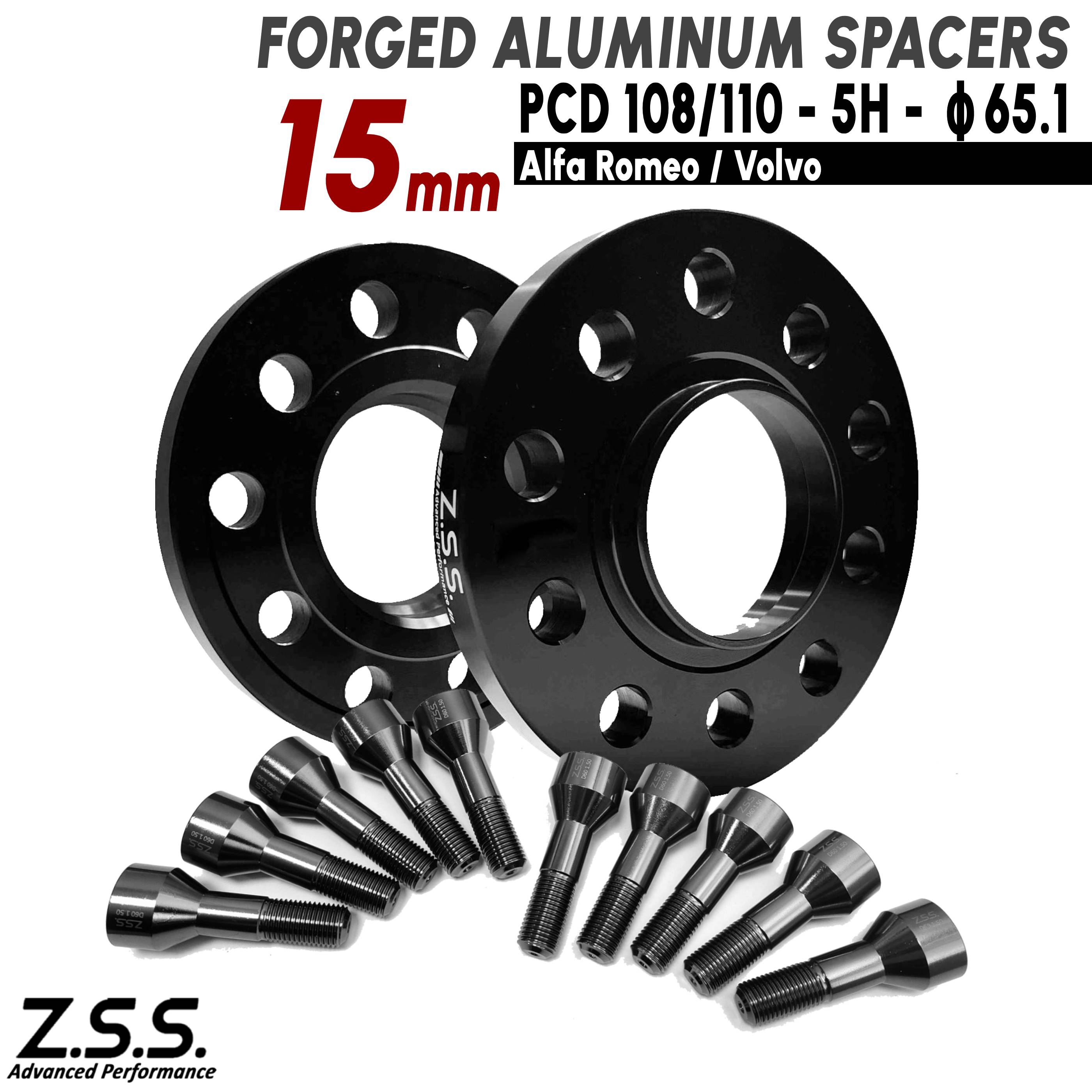 Z.S.S. AP 【チタン風ボルト付き】 15mm PCD108 PCD110 5穴 5x108 5x110 65.1φ ワイドトレッドスペーサー スペーサー フィアット ZSS|激安魔王 店
