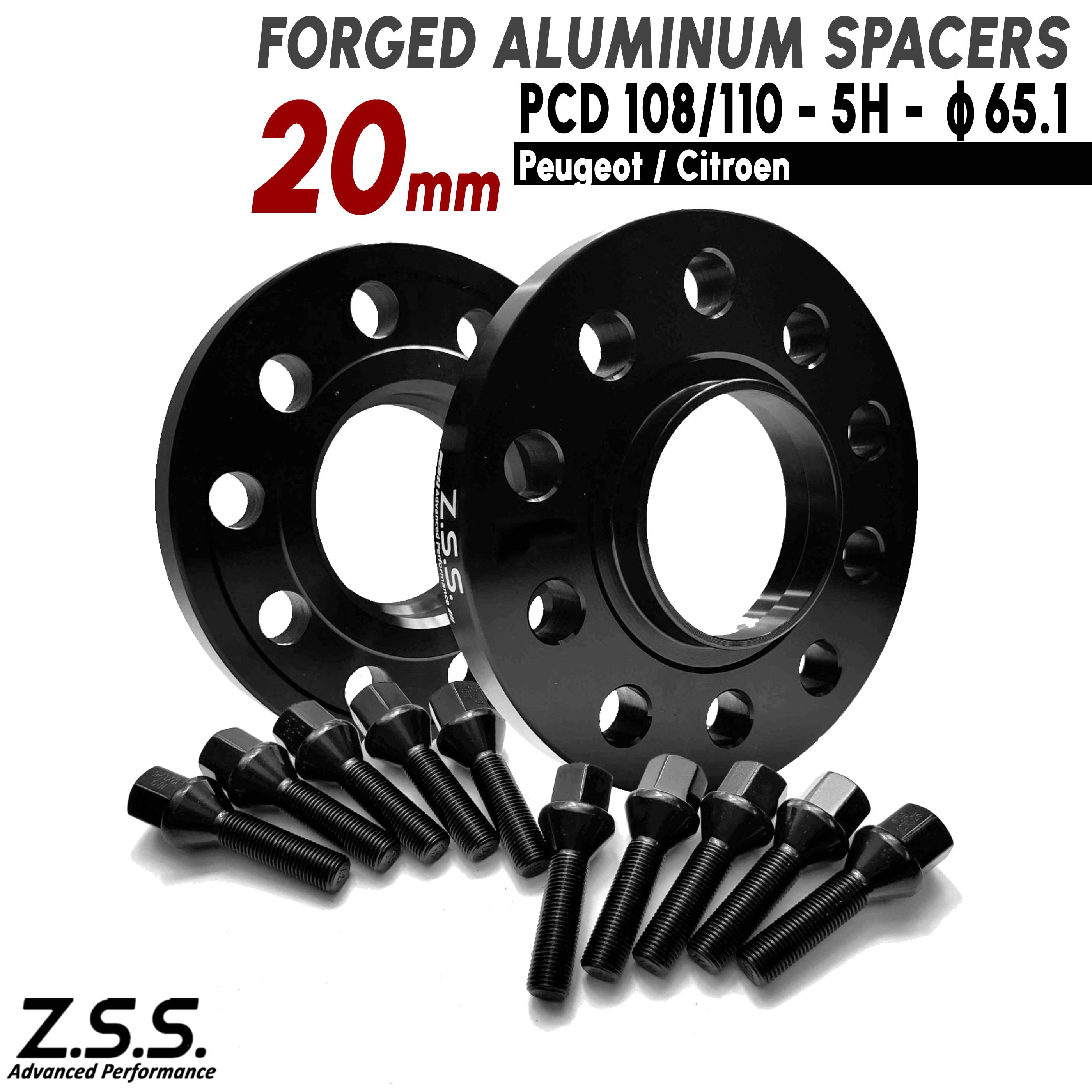 Z.S.S. AP Citroen シトロエン 3008 508 508SW 308 308SW 407 RCZ 5008 厚み20mm スペーサー 5x108 5x110 65.1φ M12xP1.25 ボルト付き