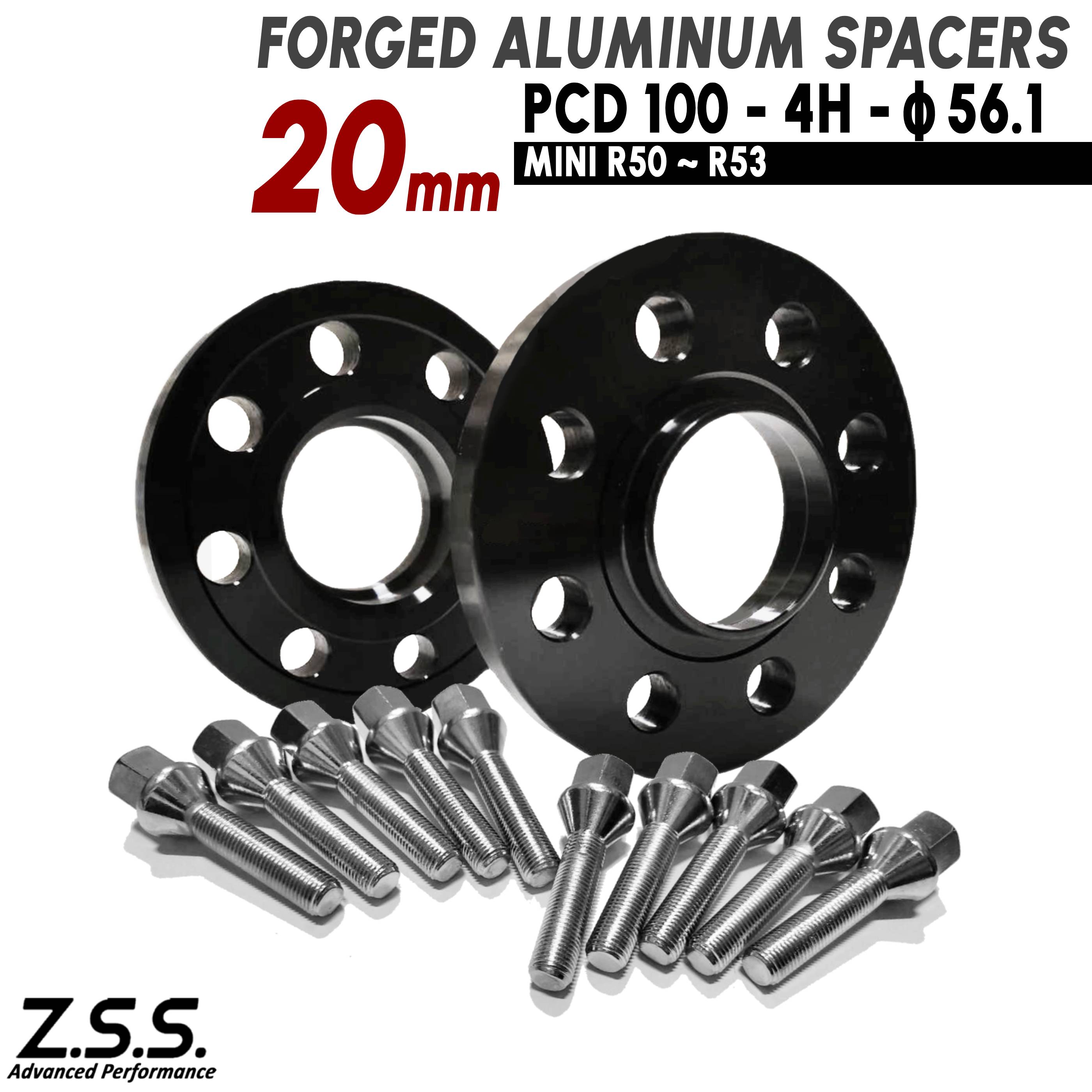 Z.S.S. AP ミニ クーパー MINI COOPER (2001~2006) R50 厚み20mm スペーサー PCD100 4穴 4x100 ハブ径 56.1φ M12xP1.50 ボルト付き ZSS