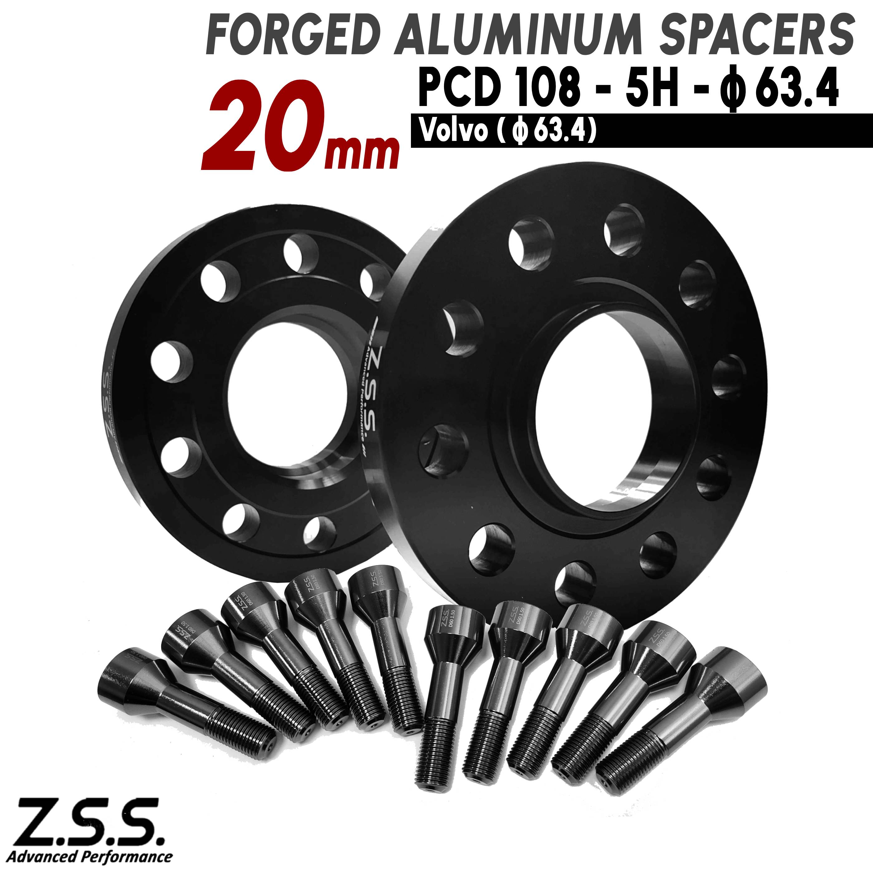 Z.S.S. AP 【チタン風ボルト付き】 ボルボ VOLVO S60 V60 (2010~) アルティメット B4 B5 厚み20mm スペーサー PCD108 5穴 5x108 63.4φ ZSS