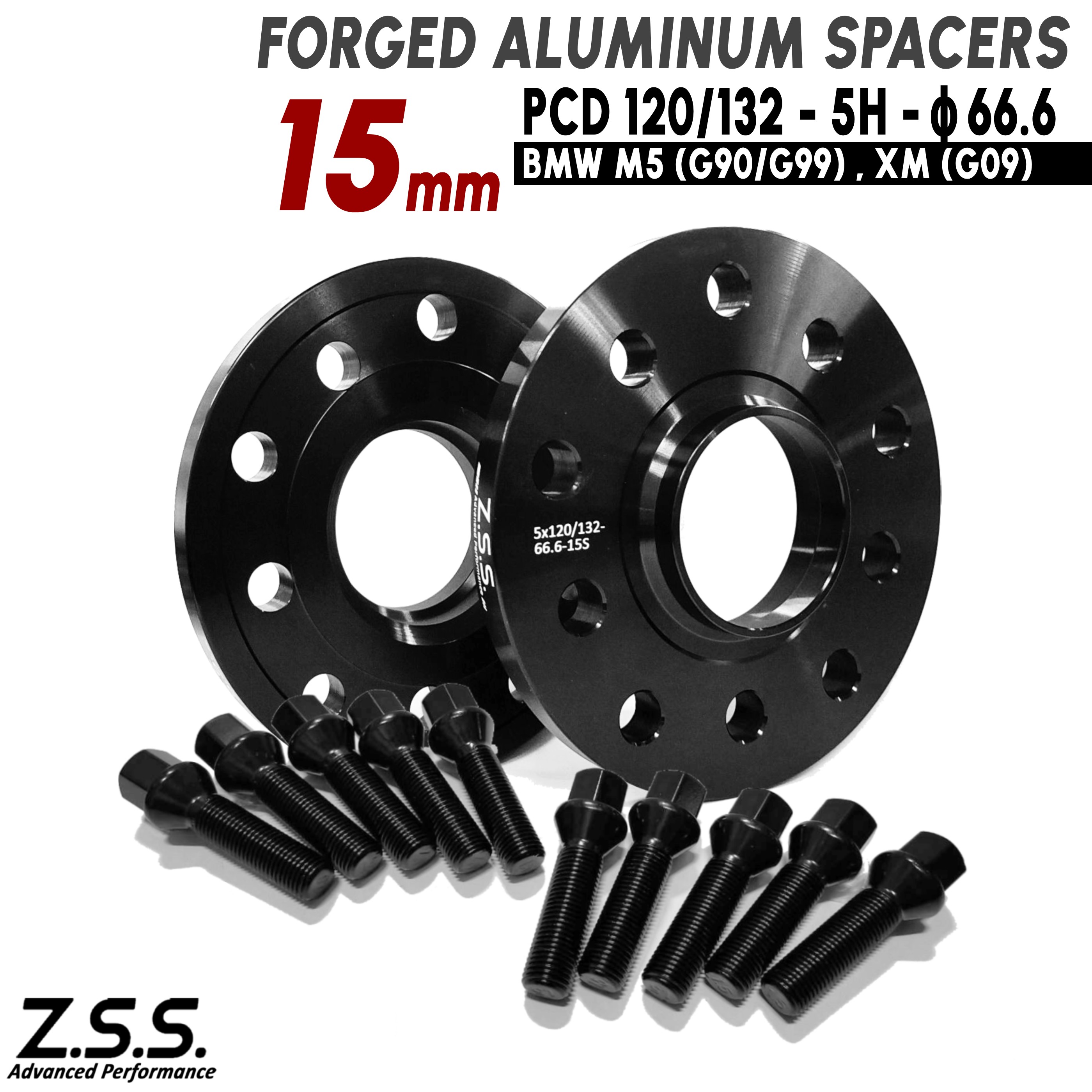 Z.S.S. AP M5 BMW G90 G99 (2024~) 3LA-82FK44 厚み 15mm PCD132 5穴 5x132 ハブ径 66.6φ スペーサー M14xP1.25 ボルト付き ZSS