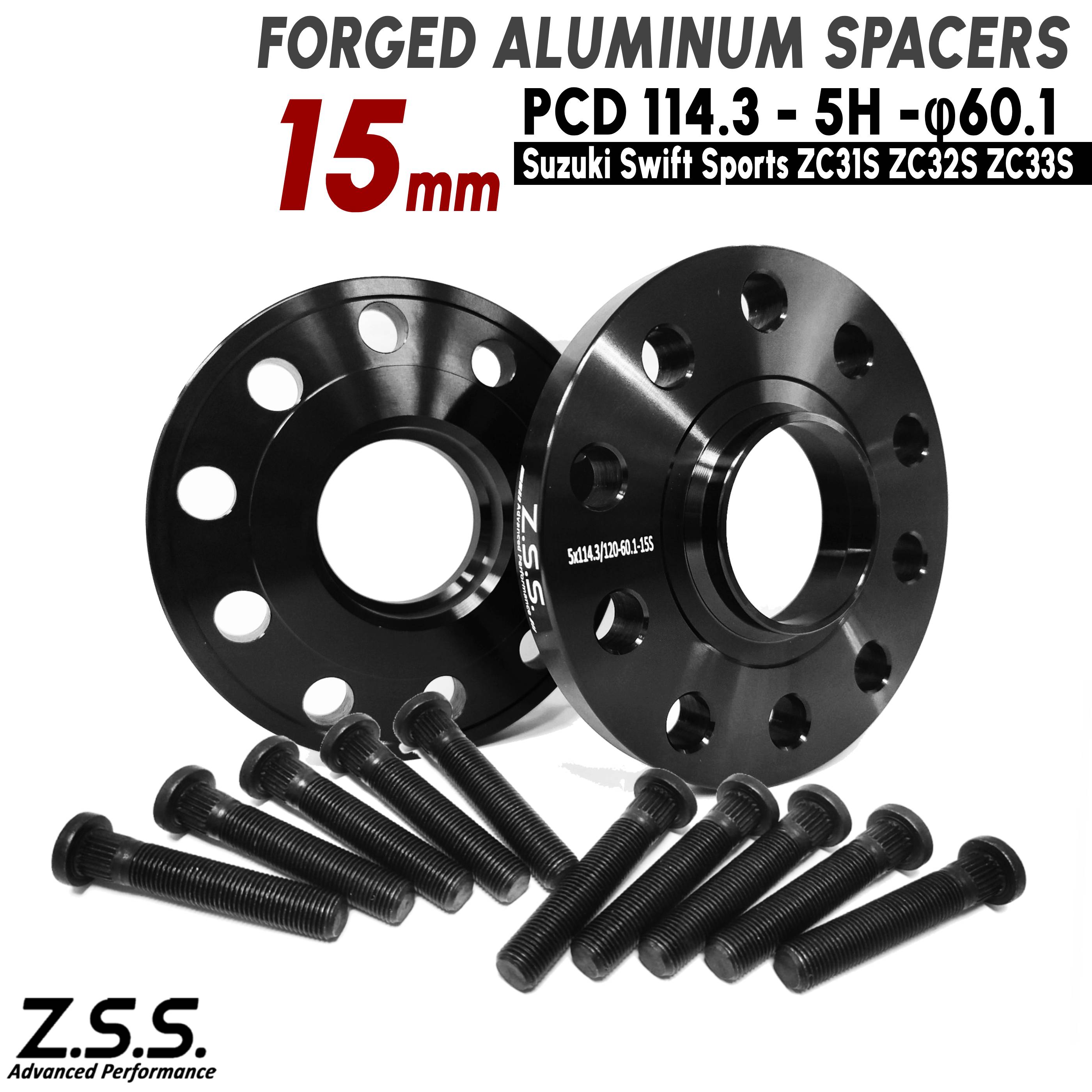 Z.S.S. AP 【 純正交換用ハブボルト付き】スズキ SX4 (2006~2015) YA11S YA41S YB11S 厚み 15mm スペーサー PCD114.3 5穴 ハブ径 60.1φ