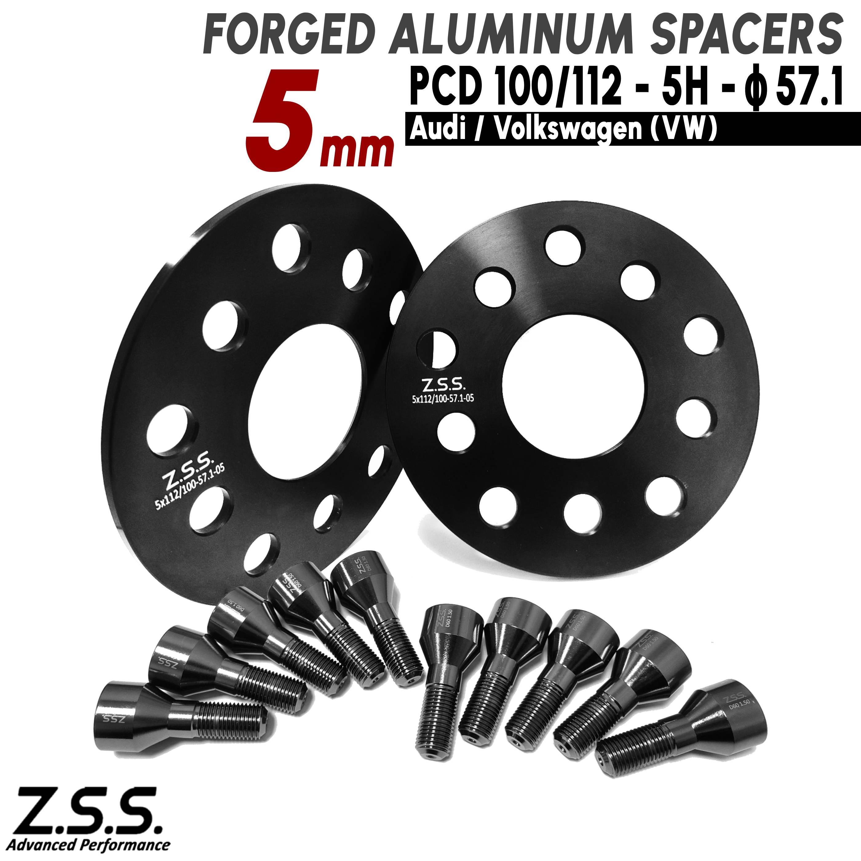 Z.S.S. AP 【チタン風ボルト付き】 アウディ VW フォルクスワーゲン 社外ホイール用 5mm PCD112 5穴 57.1φ スペーサー Volkswagen ZSS|激安魔王 店