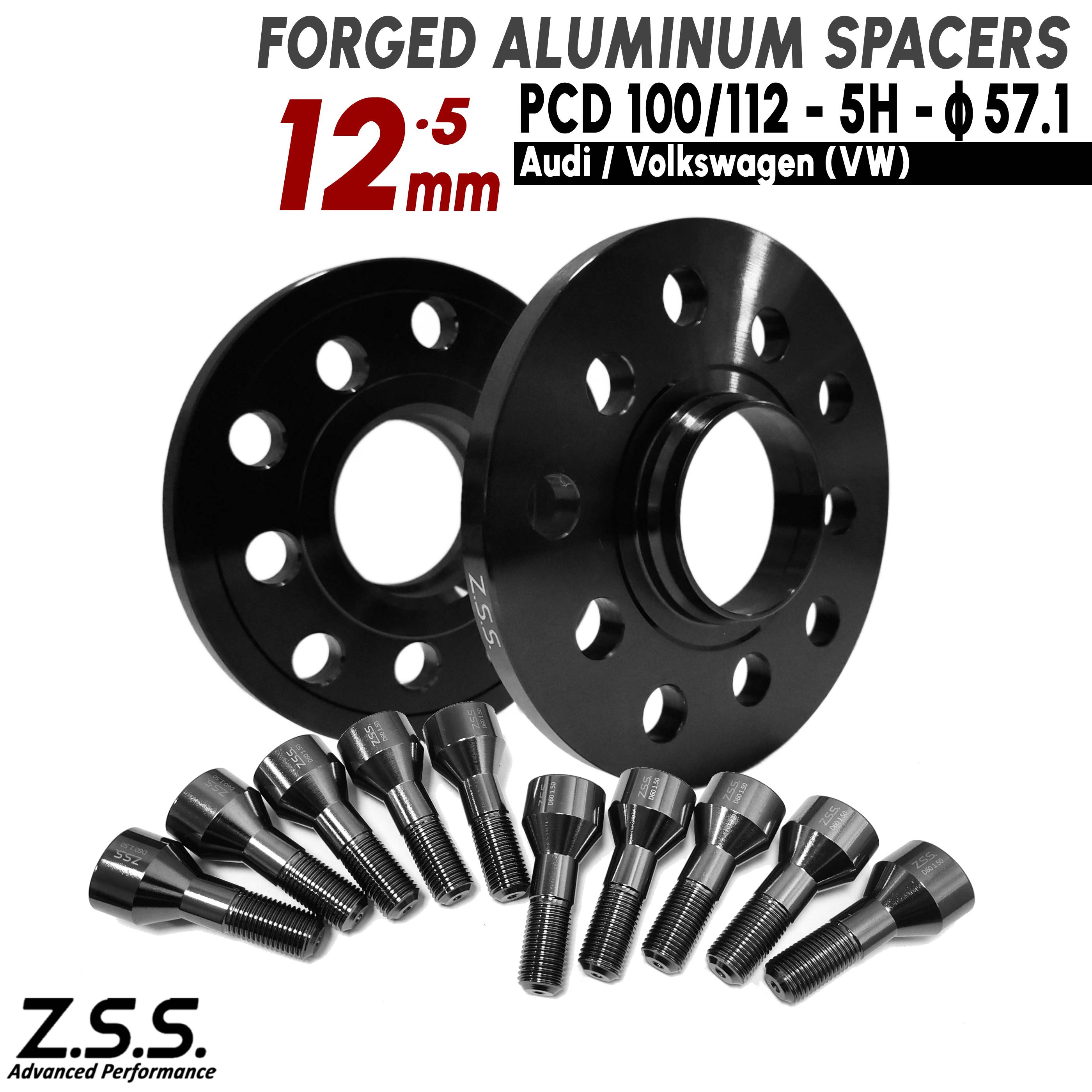 Z.S.S. AP 【チタン風ボルト付き】 VW ポロ Polo MK6 MK5 3BA-AWD ABA-AWCHZ 社外ホイール用 12mm スペーサー PCD100 5穴 57.1φ ZSS