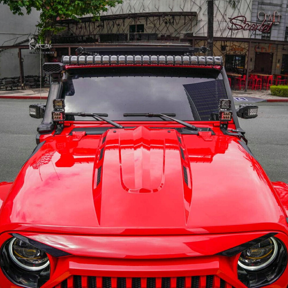 ジープ ラングラー JL グラディエーター JT 用 アベンジャーズ ボンネット スチール製 ブラック JEEP WRANGLER Avengers Hood 未塗装｜激安魔王　店