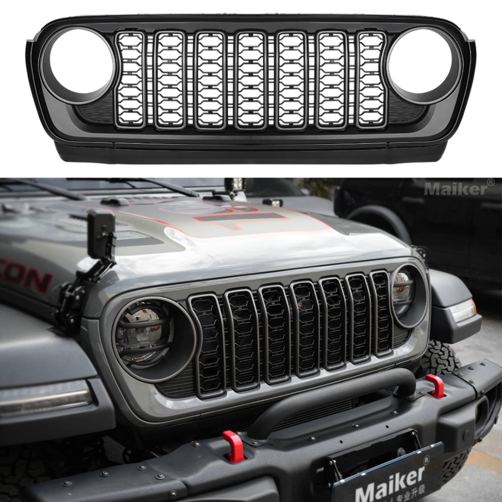 ラングラー JL フロントグリル RGB LED ライト付き Grille (カメラ穴なし) ジープ JEEP WRANGLER Maike制