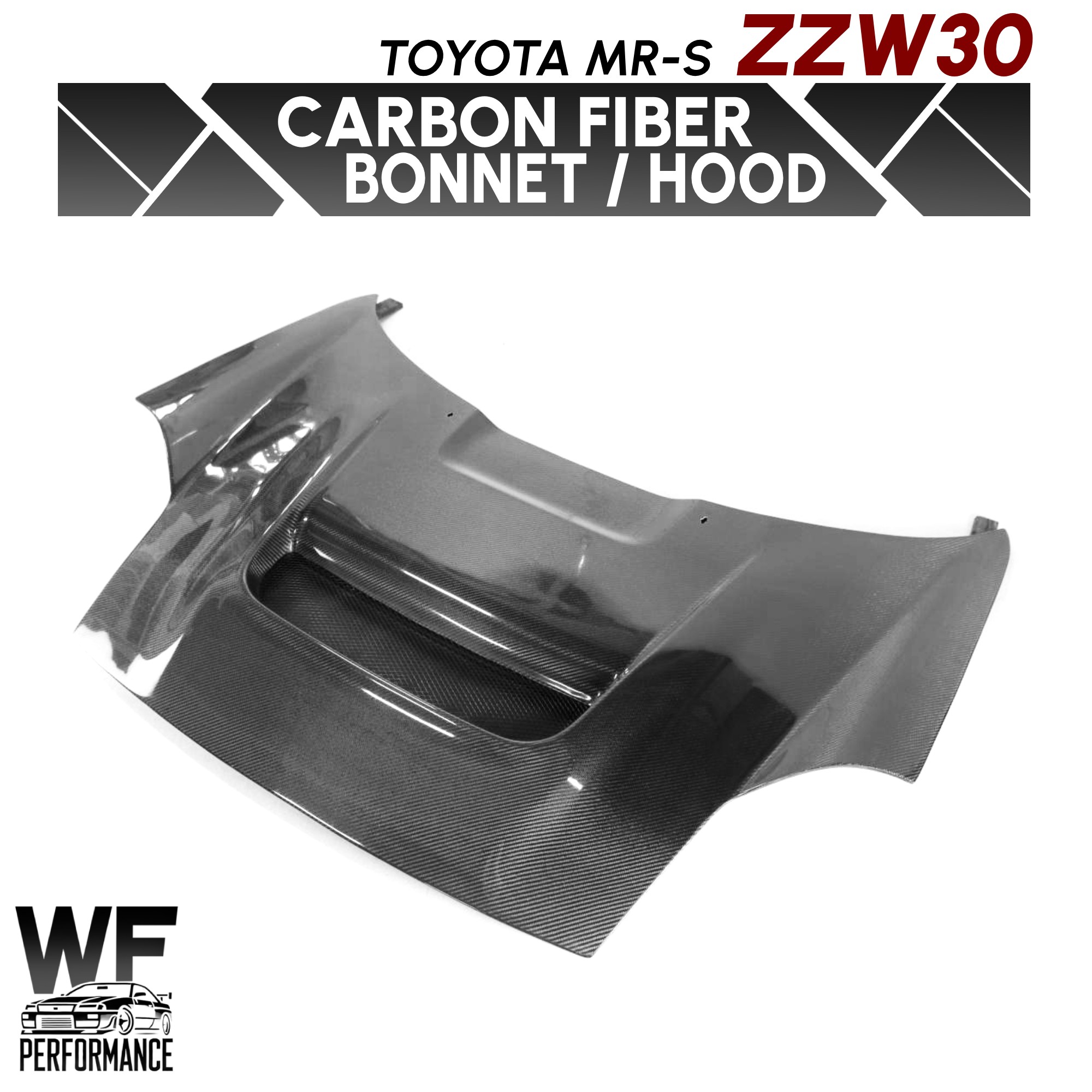 WF PERFORMANCE トヨタ MR-S ZZW30 ダクト有り 綾織り カーボン ボンネットToyota MRS Carbon Bonnet Hood 外装