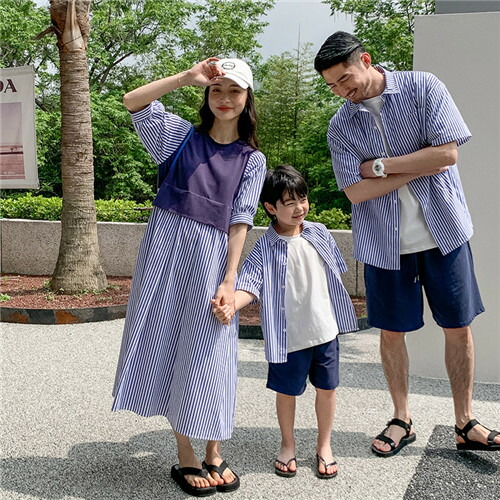 親子 ペアルック ｔシャツ ペア ワンピース シャツ 紺 夏服 親子コーデ 親子ペア シャツ 半袖 コーデ 夏 tシャツ 家族 お揃い tシャツ ブランド 大人 子供 お揃い 3 人 親子 おそろい プレゼント 男の子 可愛い 女の子 キッズ ママ パパ 母の日 父の日 こどもの日 家族写真