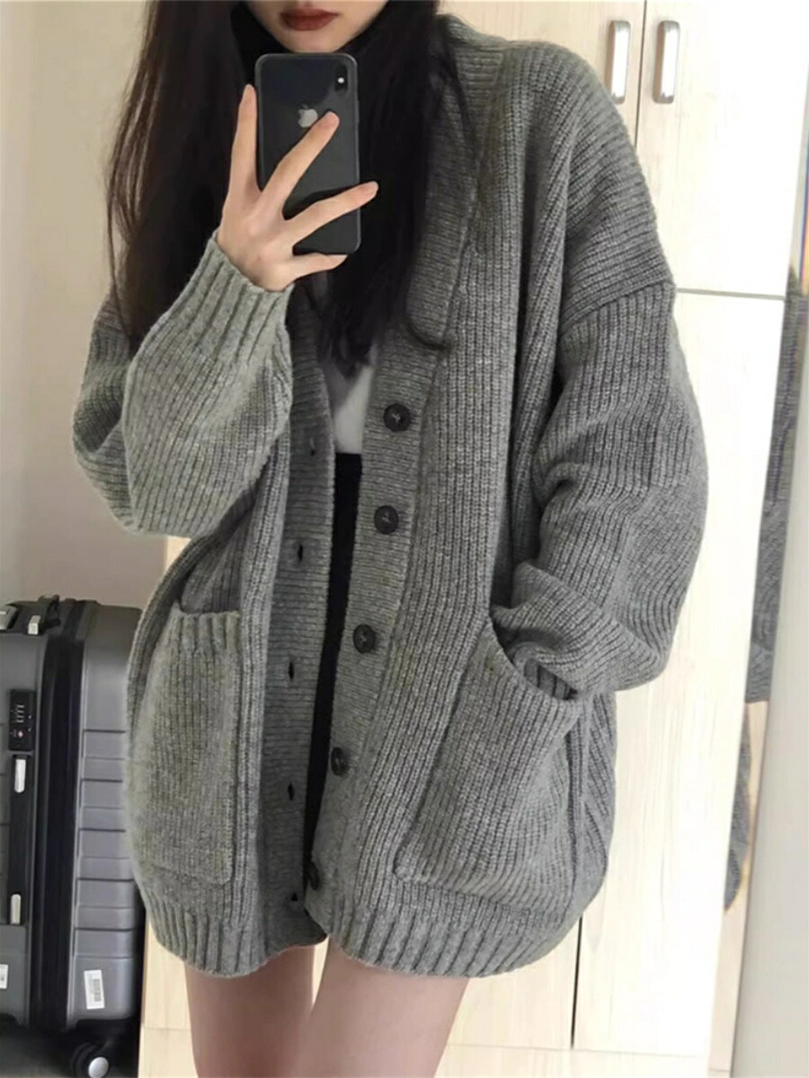 【限定40％OFF+P10】ニットカーディガン レディース 秋冬 長袖 ロング丈 アウター ファッション 冷房対策 暖かい 保温 トップス 羽織 ボタン 前開き ゆったり ポケット付き