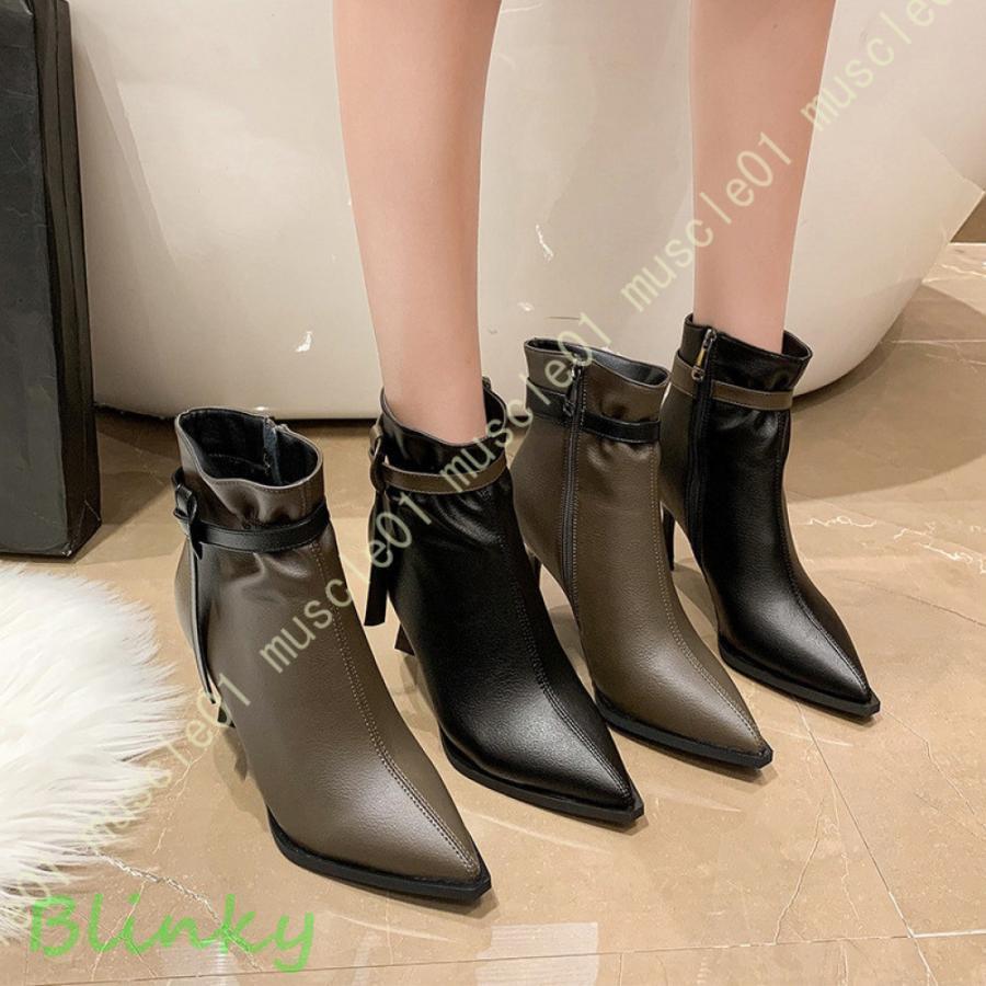 ブーツ 遊撃手ブーツ ブーティ ハイヒール8.5糎 遊撃手ブーツ Heel boots 細踵 レディース靴 馬鹿でかい大いさ 歩き分かりやすい 疲れない 一方ならずない 黒 春ブーツ父の日