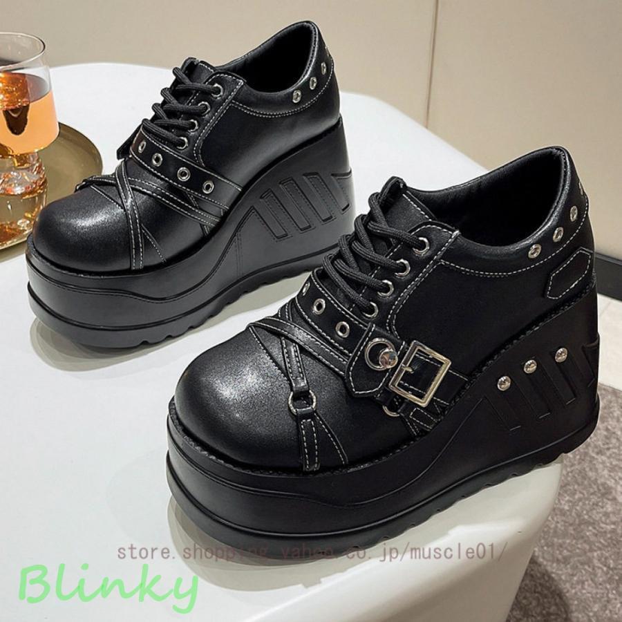 厚底ブーツ 編み上げ ブーツ レディース靴 バックル ゴシック ロリィタ PUNK はち切れる 一こま 歩き分かりやすい ハロウィン 男女兼用 コスプレ 遊撃手ブーツ父の日