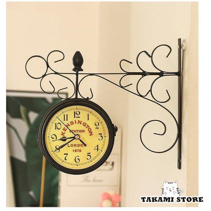 雰囲気⭕️ ブリキ掛時計　両面時計　アンティーク　インテリア　レトロ　世田谷ベース 楽天市場】両面時計 おしゃれ 掛け時計 壁掛け時計 アイアン