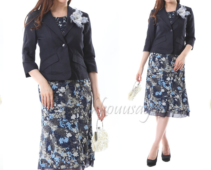 今だけプレゼント付 7号 11号 3点セット 30代 40代 50代 Am5 お宮参り ウエストゴム入りスカート サマースーツ ママスーツ メッシュ七分袖ジャケット レディース 入学式 夏スーツ 結婚式 花柄プリントブラウス ３点スーツ 新品本物 レディース