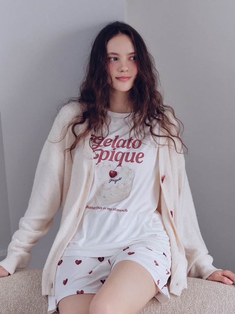 【接触冷感】ハート柄ショートパンツ gelato pique ジェラートピケ インナー・ルームウェア その他のインナー・ルームウェア ピンク ホワイト【送料無料】[ Fashion]