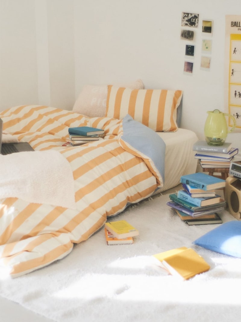 [ジェラート ピケ] sleep ストライプ柄サッカー3点SETセミダブル Sleep】サッカーストライプ3点セット（セミダブル）(寝具セット