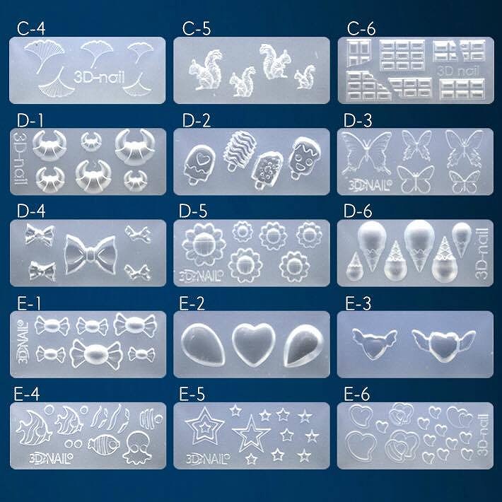 最新な 3dネイルシリコンモールド A1 C6 簡単ネイル ジェルネイル ジェルネイルアート ネイルパーツ 手作り 全55種類 Dm便可 Qdtek Vn