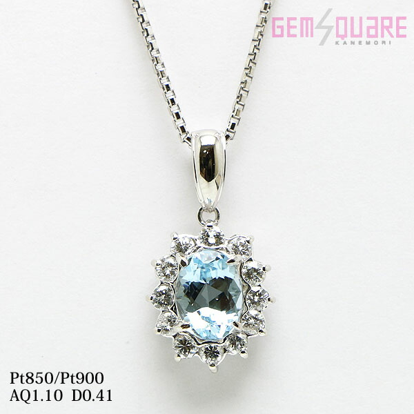 【PT】アクアマリン ダイヤモンド ネックレス AQ1.10 D0.41 7.0ｇ 仕上げ済【質屋出店】