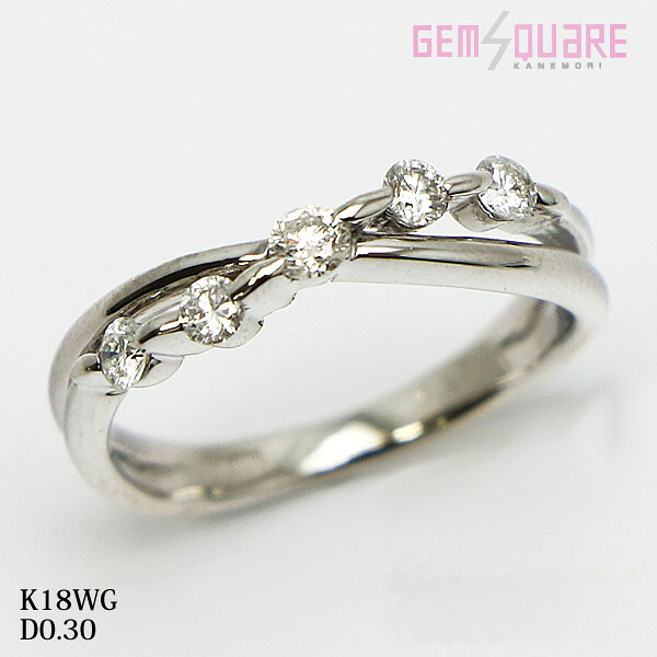 【K18WG】ダイヤモンド デザイン リング 指輪 D0.30 12号 3.5g 仕上済【質屋出店】|ジェムスクェアカネモリ