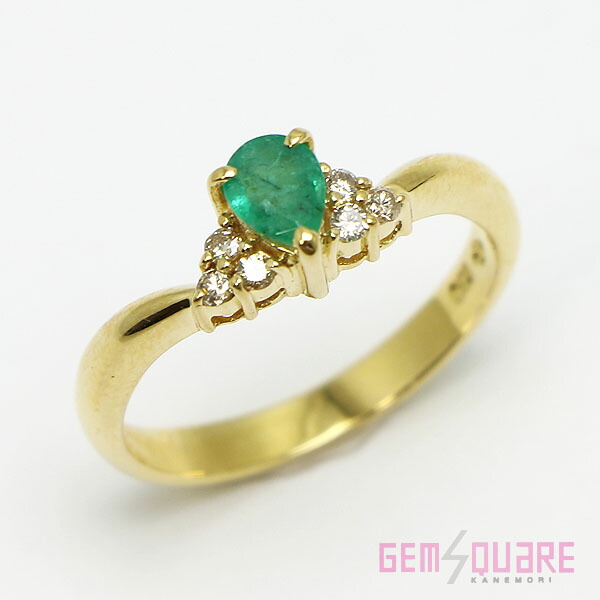 楽天市場】K18YG エメラルド ダイヤモンドリング#11 0.30ct イエロー