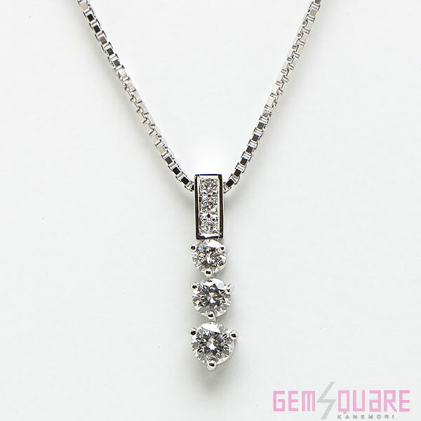 【K18WG】ダイヤモンド ネックレス D0.21 D0.31 5.7g 50cm フリーチェーン 仕上げ済【質屋出店】