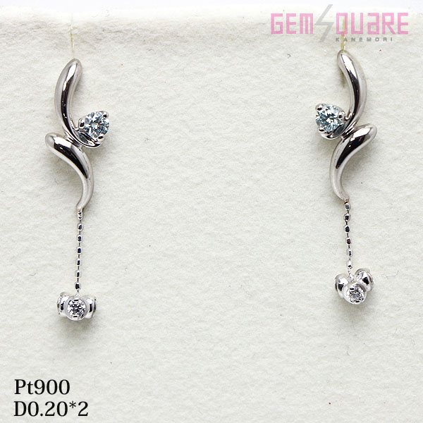 【Pt900】ダイヤモンド スイング ピアス ブルーダイヤ D0.20×2 4.3g 仕上げ済【質屋出店】|ジェムスクェアカネモリ